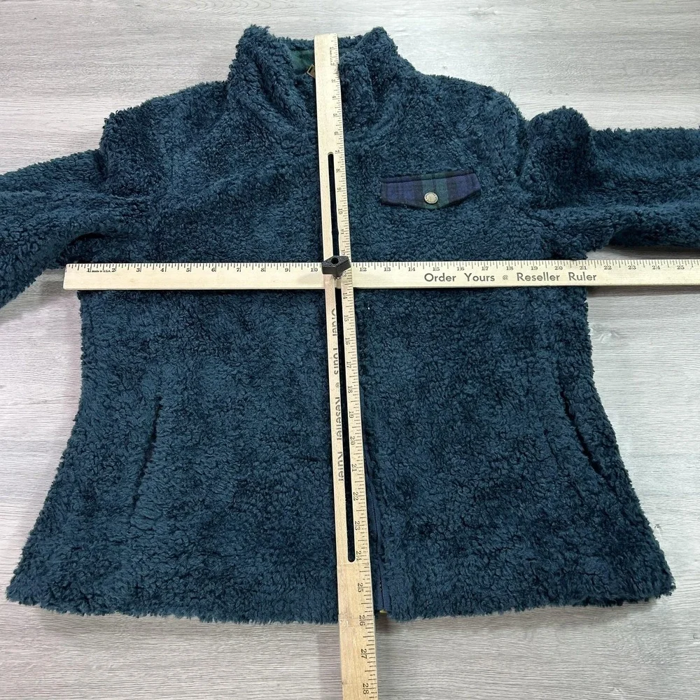 Pendleton Jacket Mens Medium Navy Sherpa Fleece Full Zip Plaid‎ Trim Lined